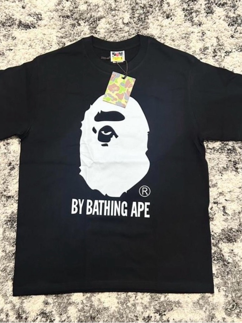 Bape Black Tee with White Ape Logo